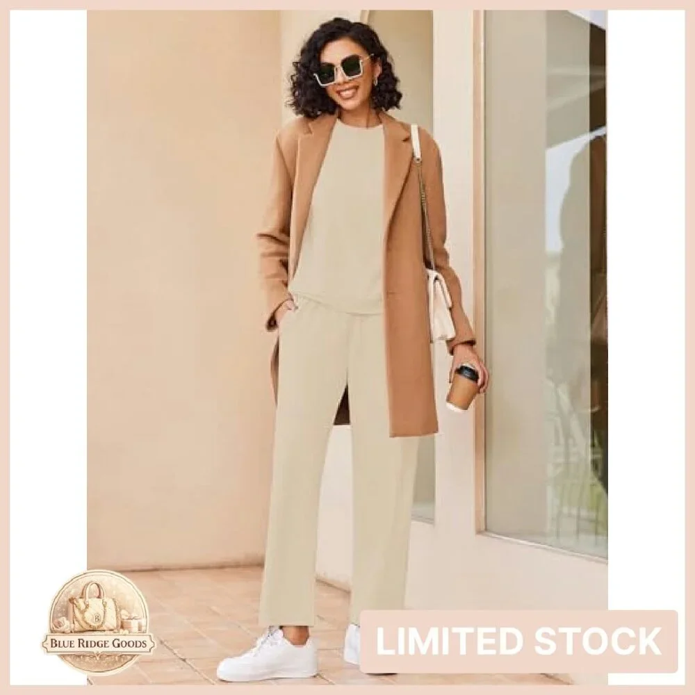 Fuzzy Fleece Long Sleeve Pajama Set Cozy Chic Lounge Wear Pockets